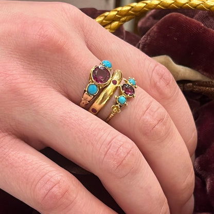 Vintage Ruby + 18ct Yellow Gold Eternity Band - Sz. 7.5