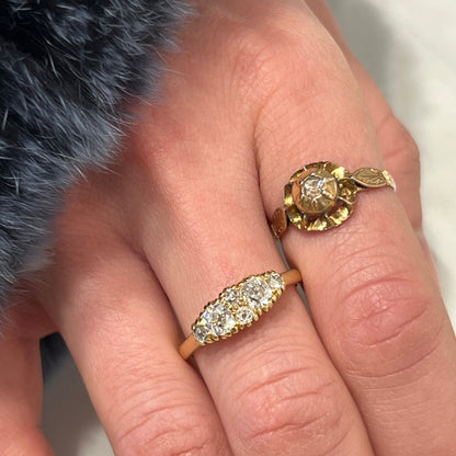Antique Edwardian Diamond + 18k Yellow Gold Ring - Size 7.5
