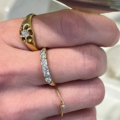 Vintage Diamond + 18ct Yellow Gold Belcher Ring - Sz. 8.25