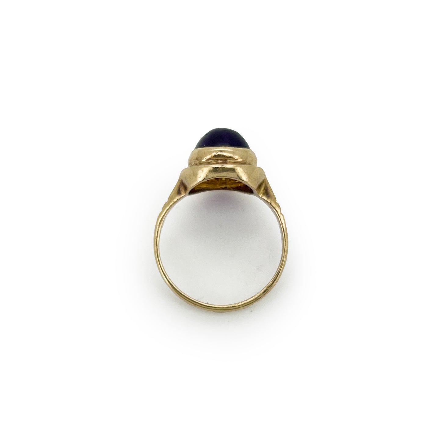 Vintage Amethyst + 9ct Yellow Gold Cabochon Ring - Sz. 4.75
