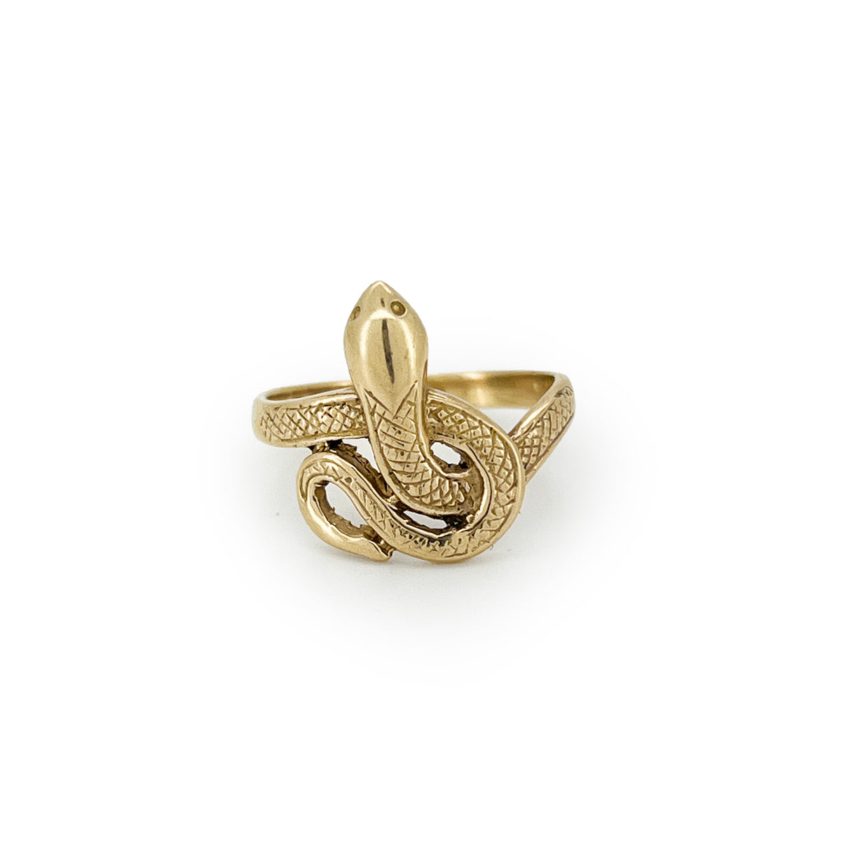 Vintage 9ct Yellow Gold Snake Ring - Sz. 5.5
