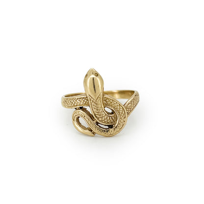Vintage 9ct Yellow Gold Snake Ring - Sz. 5.5