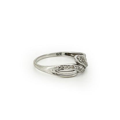 Vintage Diamond + 9ct White Gold Snake Ring - Sz. 8