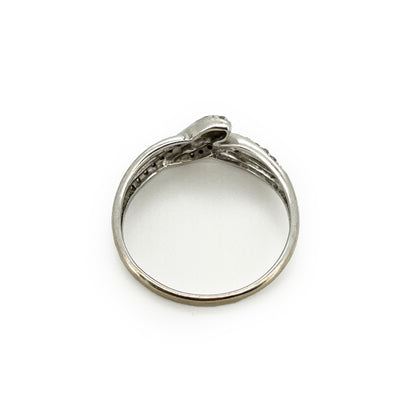 Vintage Diamond + 9ct White Gold Snake Ring - Sz. 8