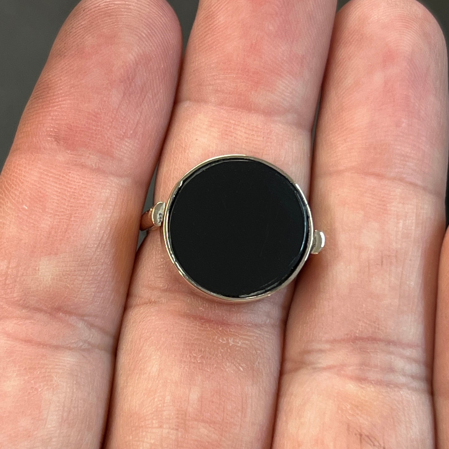 Antique Venetian Micro Mosaic + Black Onyx + 10ct Yellow Gold Flipper Signet Ring - Sz. 9