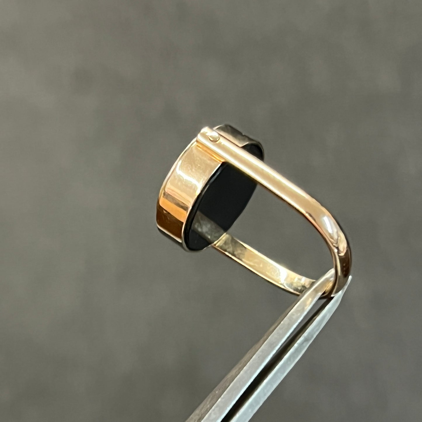 Antique Venetian Micro Mosaic + Black Onyx + 10ct Yellow Gold Flipper Signet Ring - Sz. 9