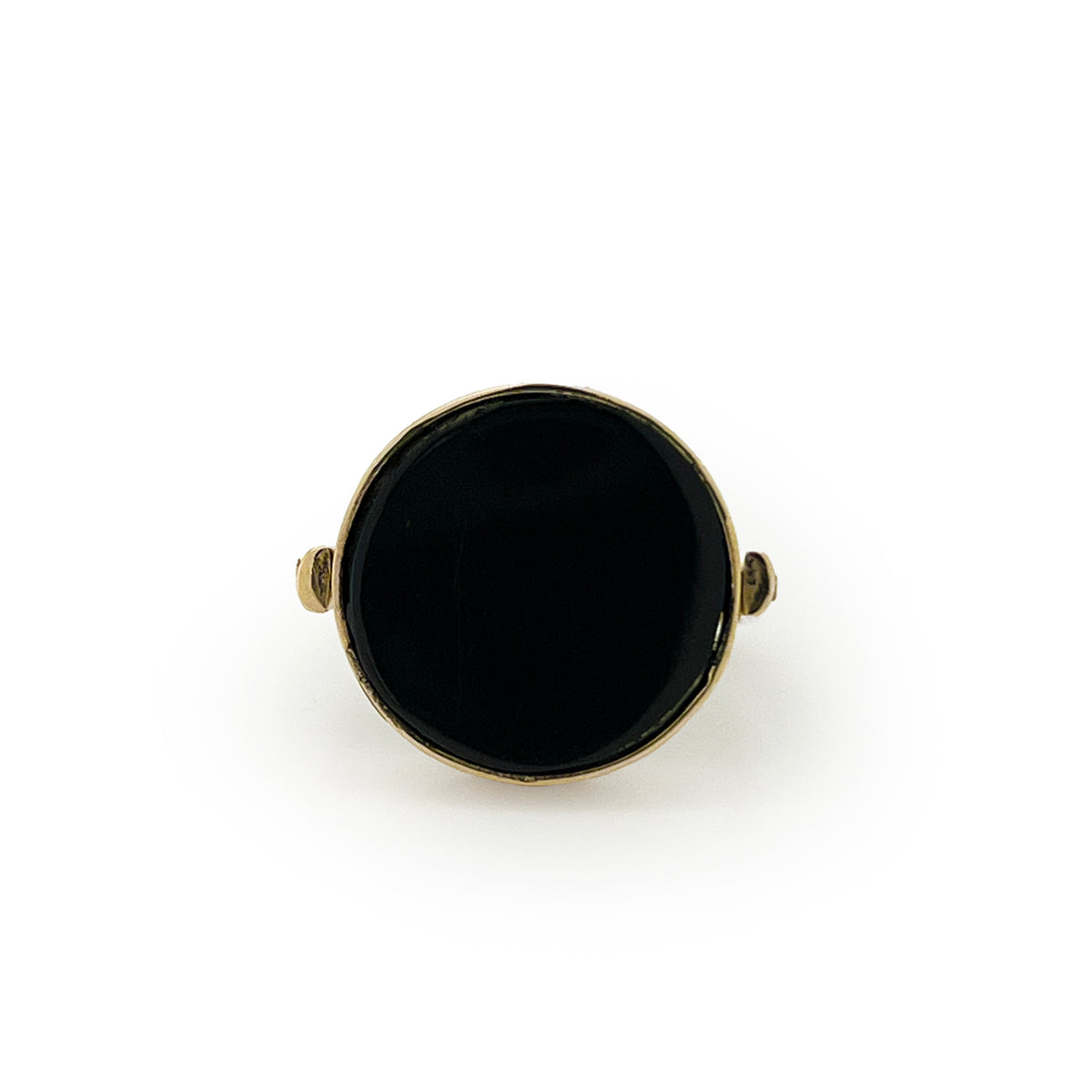 Antique Venetian Micro Mosaic + Black Onyx + 10ct Yellow Gold Flipper Signet Ring - Sz. 9