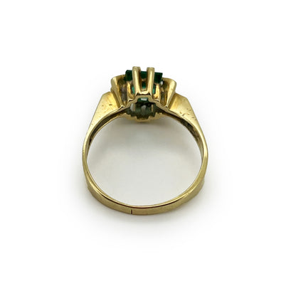 Vintage Retro Green Tourmaline + 14ct Yellow Gold Ring - Sz. 7