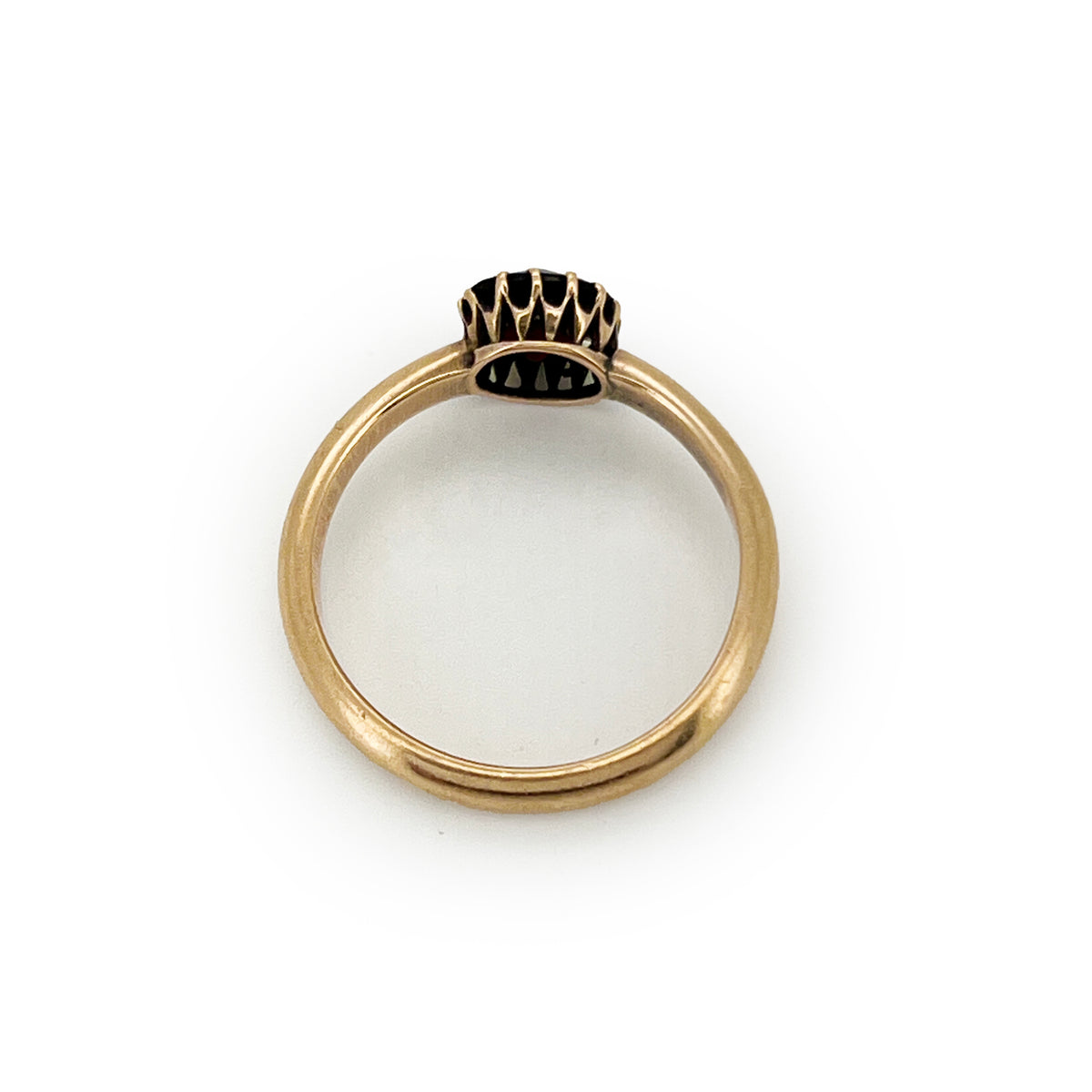 Vintage Garnet + 9ct Rose Gold Solitaire Ring - Sz. 6.75