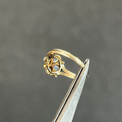 Antique Georgian Moonstone + Ruby + 12ct Yellow Gold Ring - Sz. 6.75