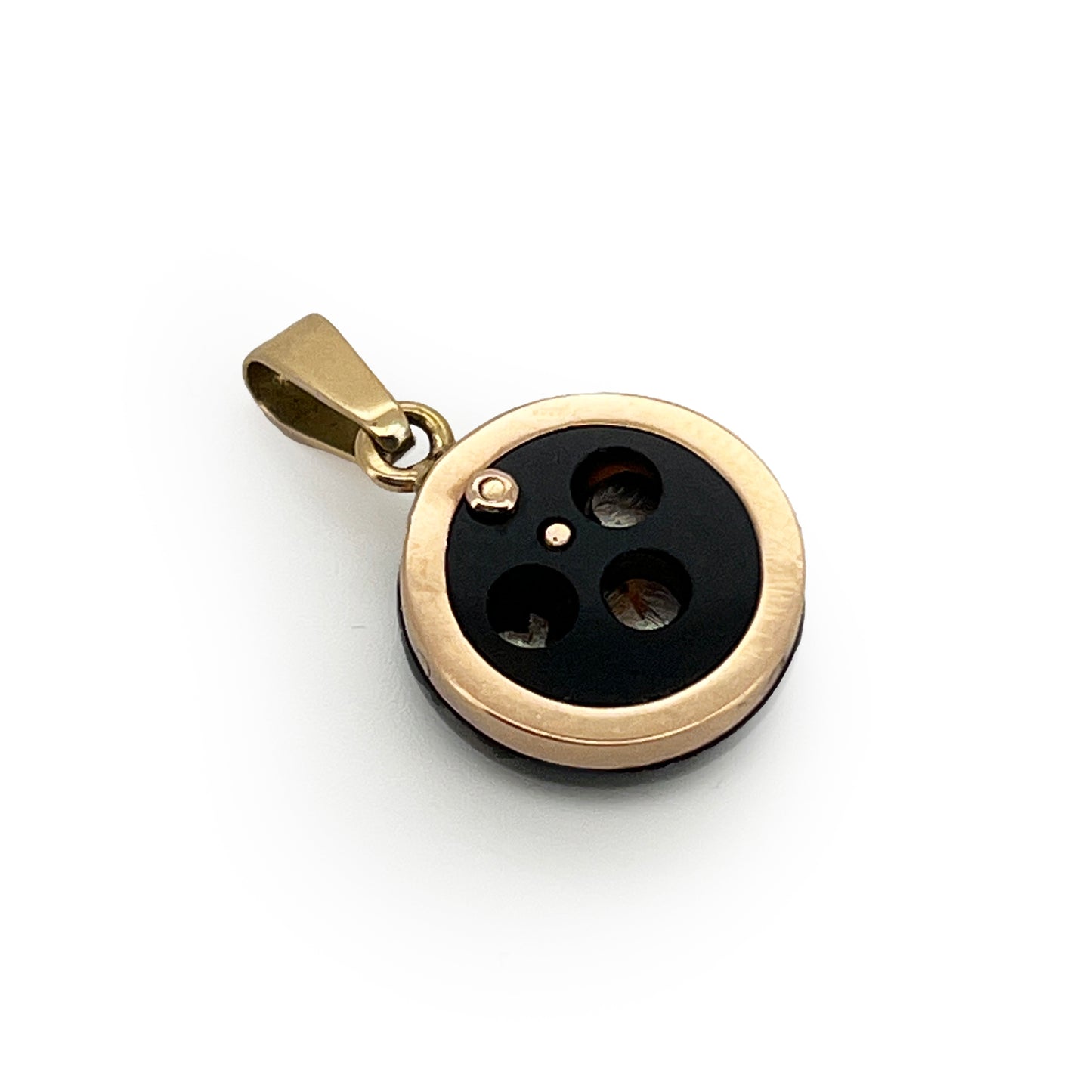 Vintage Art Deco Diamond + Onyx + 18ct. Yellow Gold Pendant