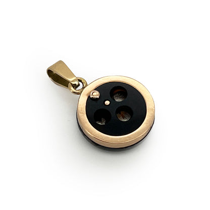 Vintage Art Deco Diamond + Onyx + 18ct. Yellow Gold Pendant