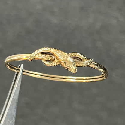 Vintage 9ct Yellow Gold Snake Bangle - 7"