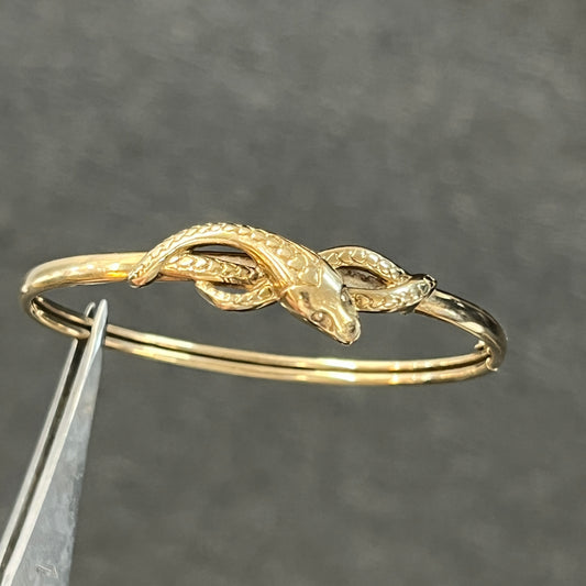 Vintage 9ct Yellow Gold Snake Bangle - 7"