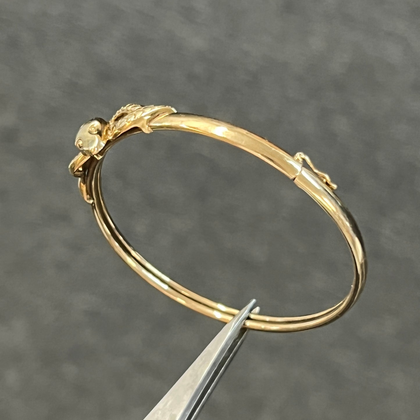 Vintage 9ct Yellow Gold Snake Bangle - 7"