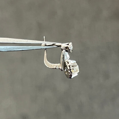 Vintage Diamond  + 18k White Gold Dormeuse Dangle Earrings