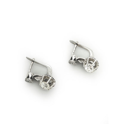 Vintage Diamond  + 18k White Gold Dormeuse Dangle Earrings