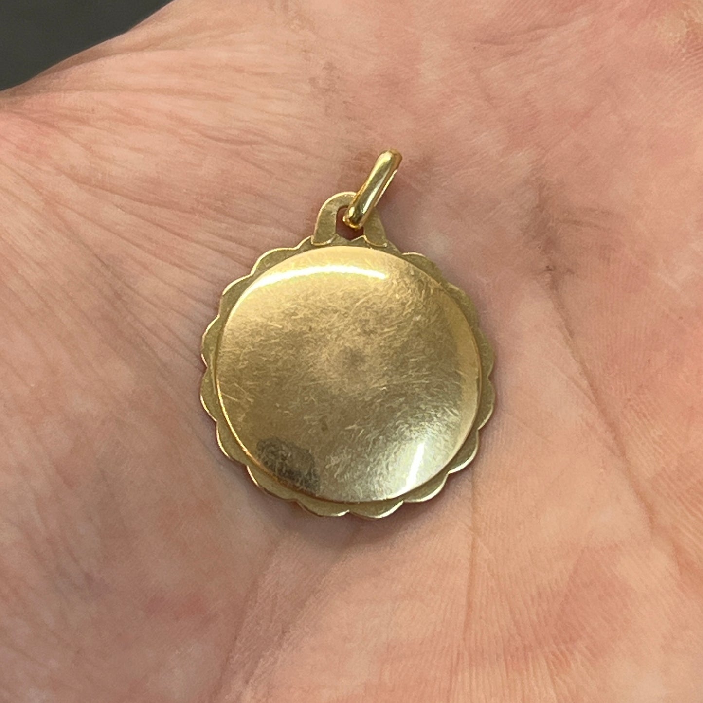 Antique Art Deco Ruby + 18k Yellow Gold Augis Love Token Pendant