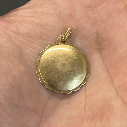 Antique Art Deco Ruby + 18k Yellow Gold Augis Love Token Pendant