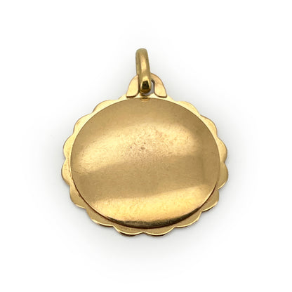 Antique Art Deco Ruby + 18k Yellow Gold Augis Love Token Pendant