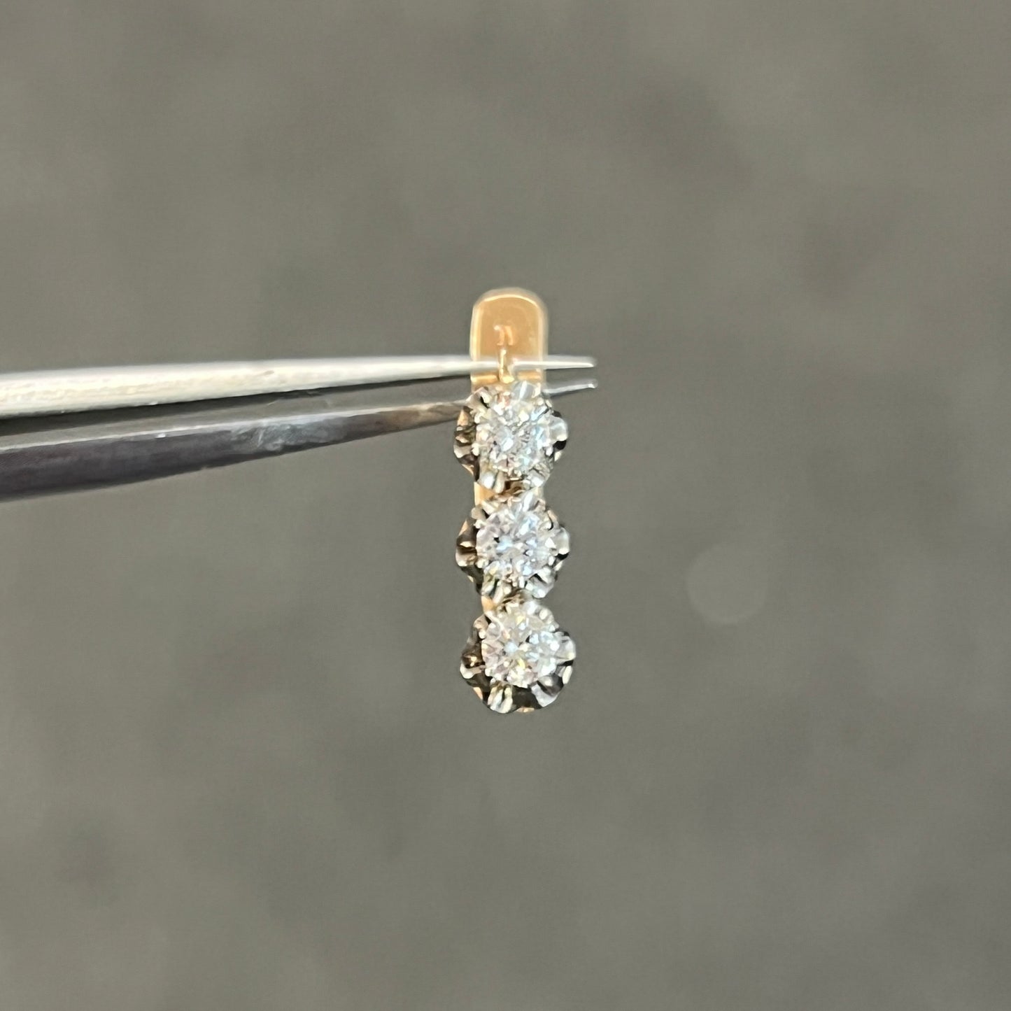 Vintage Diamond + 14k Rose Gold Dormeuse Triplet Earrings