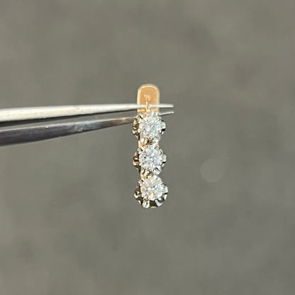 Vintage Diamond + 14k Rose Gold Dormeuse Triplet Earrings