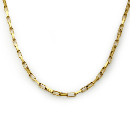 Vintage 9ct Yellow Gold Box Link Necklace - 16"L