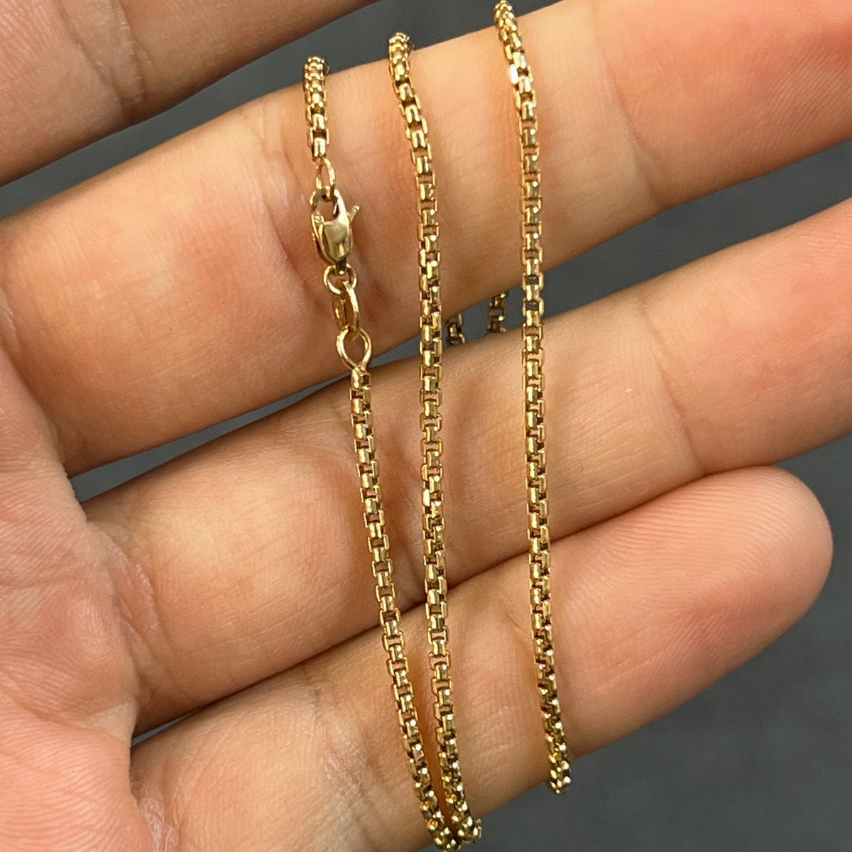 Vintage 9k Yellow Gold Fine Box Chain - 18"L