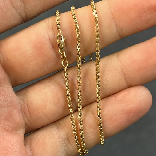Vintage 9k Yellow Gold Fine Box Chain - 18"L