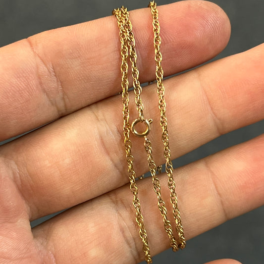 Vintage 9k Yellow Gold Fine Interlinked Chain - 18"L