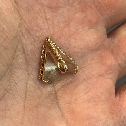 Vintage Citrine Pyramid + 9k Yellow Gold Watch Fob Pendant