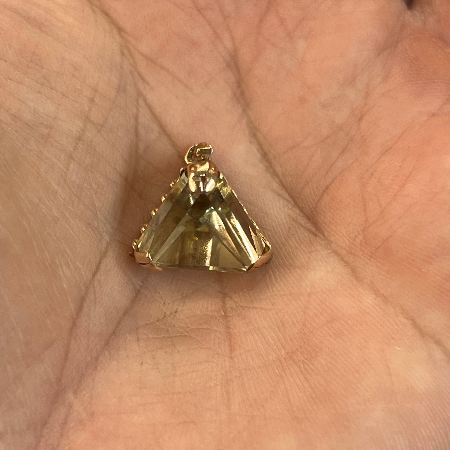 Vintage Citrine Pyramid + 9k Yellow Gold Watch Fob Pendant