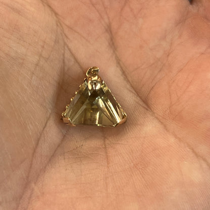 Vintage Citrine Pyramid + 9k Yellow Gold Watch Fob Pendant