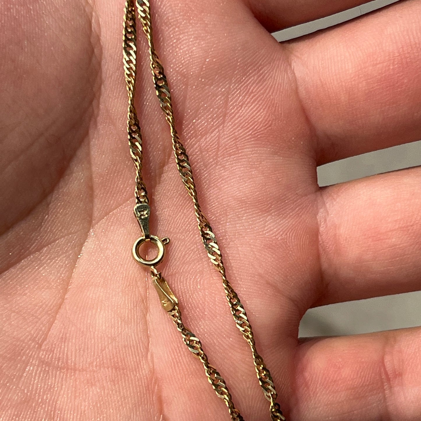 Estate 14k Green Gold Twisted Chain Necklace - 19"L