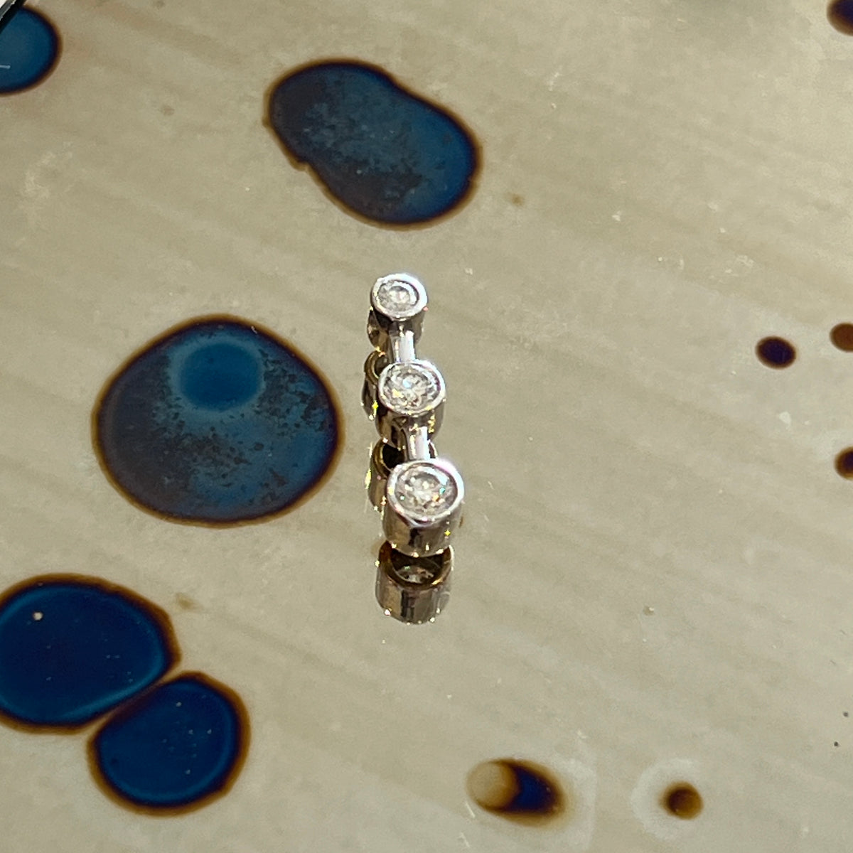 Vintage 3 Diamond + 14k White Gold Pendant