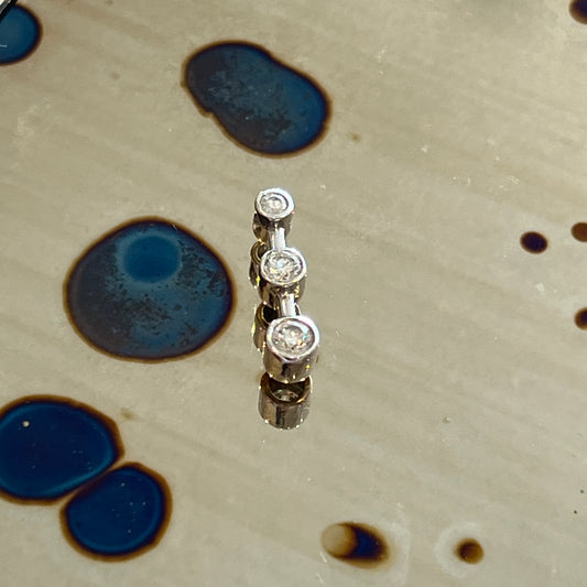 Vintage 3 Diamond + 14k White Gold Pendant