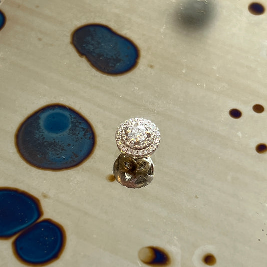 Estate Diamond + 14k White Gold Round Slider Pendant