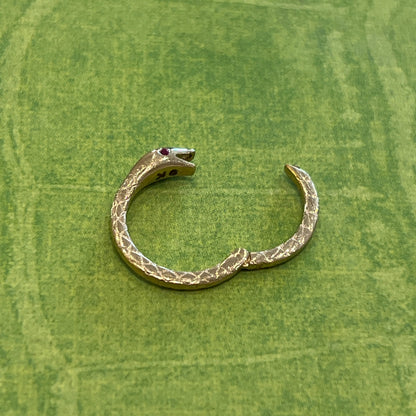 Estate Ruby + 9k Yellow Gold Snake Connecter