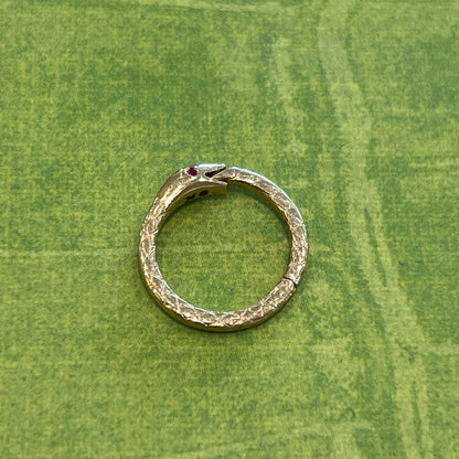 Estate Ruby + 9k Yellow Gold Snake Connecter