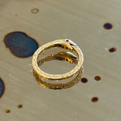 Estate Ruby + 9k Yellow Gold Snake Connecter