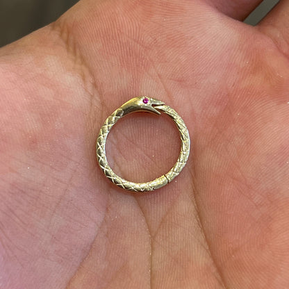 Estate Ruby + 9k Yellow Gold Snake Connecter