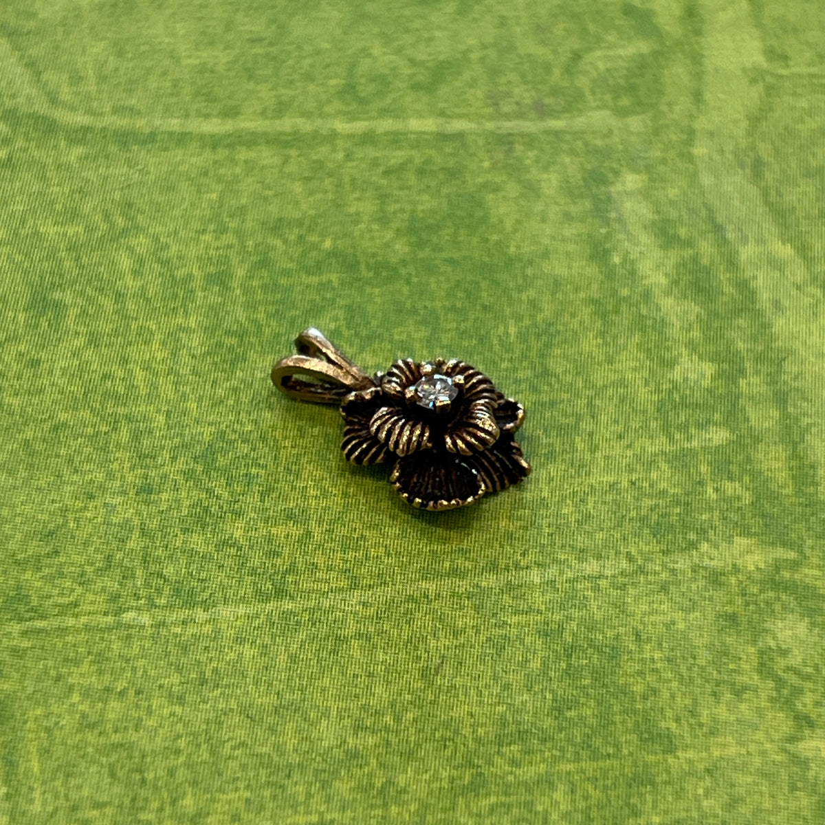 Vintage Diamond + 10k Rose Gold Flower Pendant