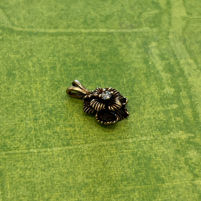 Vintage Diamond + 10k Rose Gold Flower Pendant