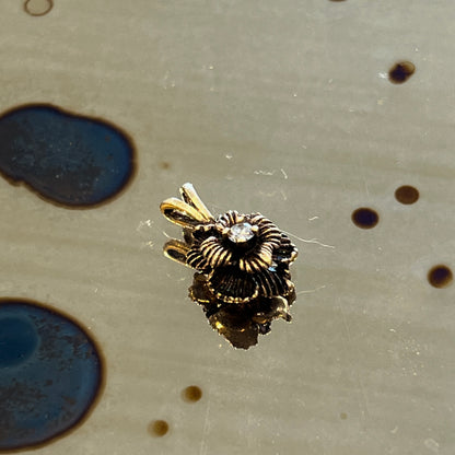 Vintage Diamond + 10k Rose Gold Flower Pendant