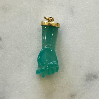 Vintage Green Agate + 14k Yellow Gold Figa Charm