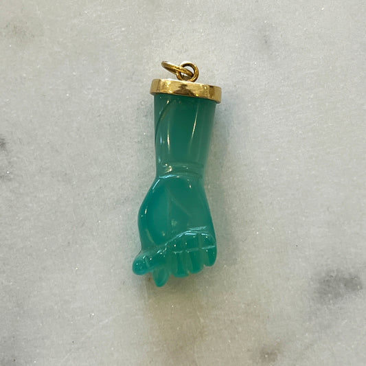 Vintage Green Agate + 14k Yellow Gold Figa Charm