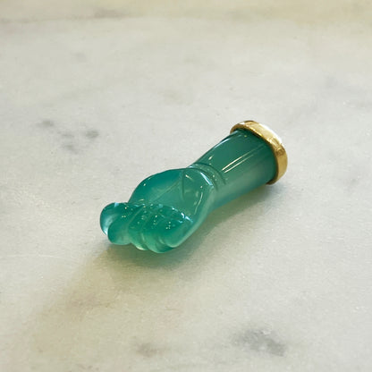 Vintage Green Agate + 14k Yellow Gold Figa Charm
