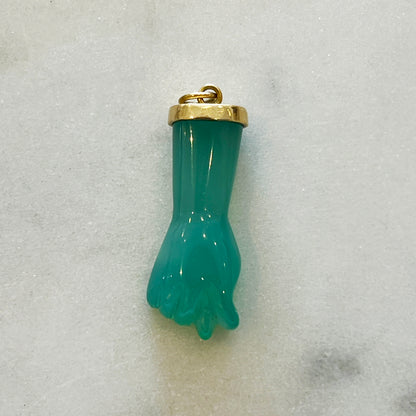 Vintage Green Agate + 14k Yellow Gold Figa Charm