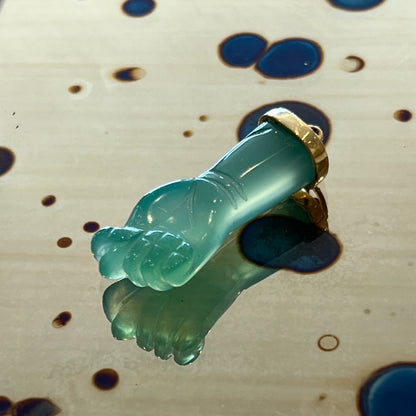 Vintage Green Agate + 14k Yellow Gold Figa Charm