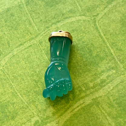 Vintage Green Agate + 14k Yellow Gold Figa Charm